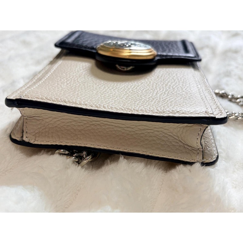 Vtg.  Brighton Ferrara crossbody and phone organizer black and cream chain strap - Picture 3 of 11